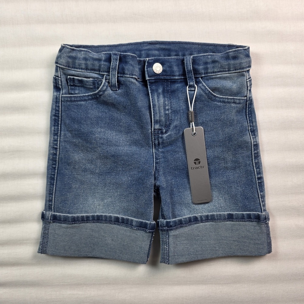 New kids tractr blue medium wash denim jeans shorts, Size 5, Adjustable Waist